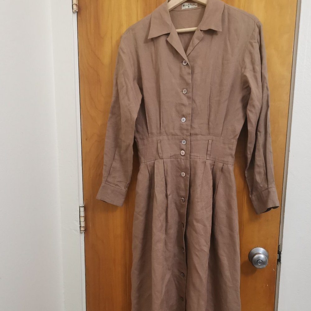 Vintage Margaret Howell White Label Linen Maxi Shirt Dress Size II Rare